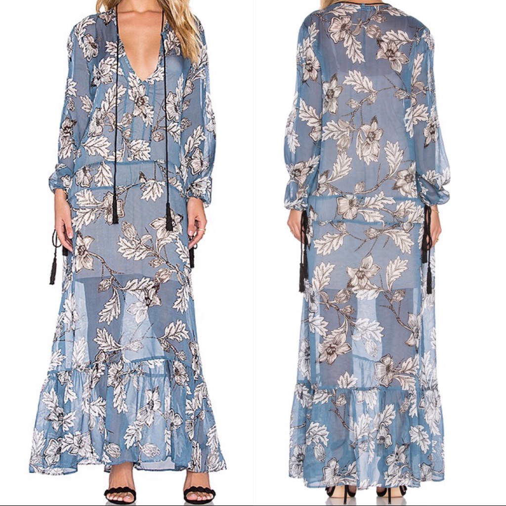 Hpfor Love & Lemons Blue Floral Max Dress